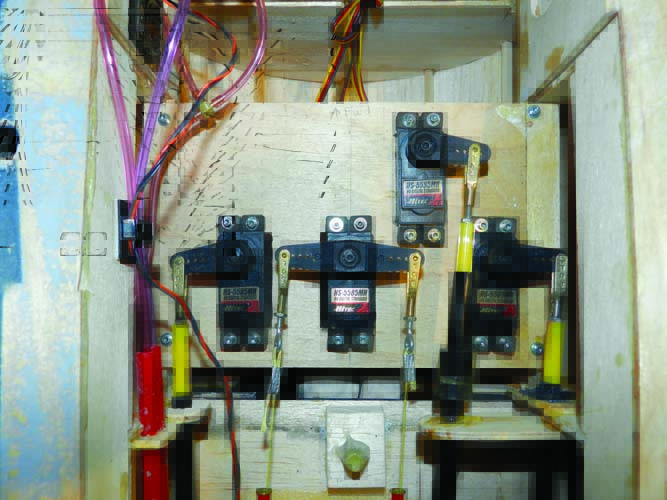 HS-5585MH digital servos installed in the author's giant-scale Ziroli Corsair.