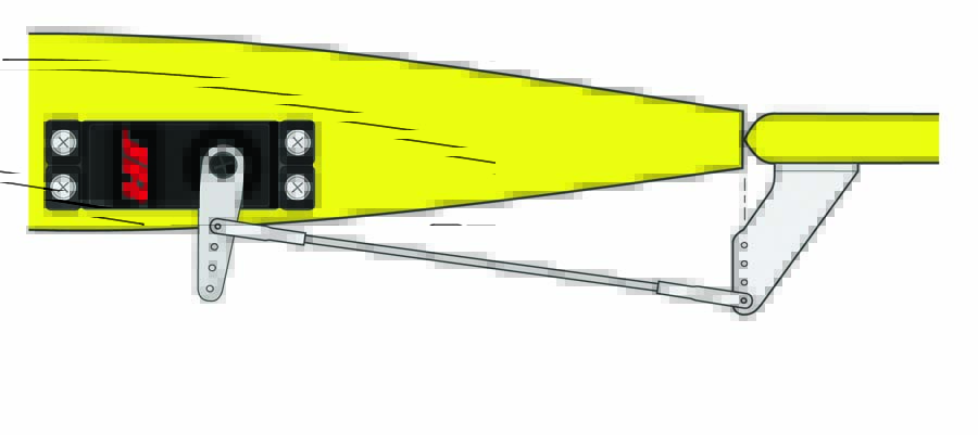 The optimal resolution setup for precision control and handling is achieved by connecting the pushrod to the hole closest to the servo and farthest out on the control horn. Just make sure that there isn’t any binding near the travel limits with this arrangement.